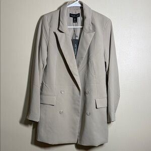 NWT Rachel Zoe Front Pockets Double-Breasted Blazer Jacket Tan Size Medium